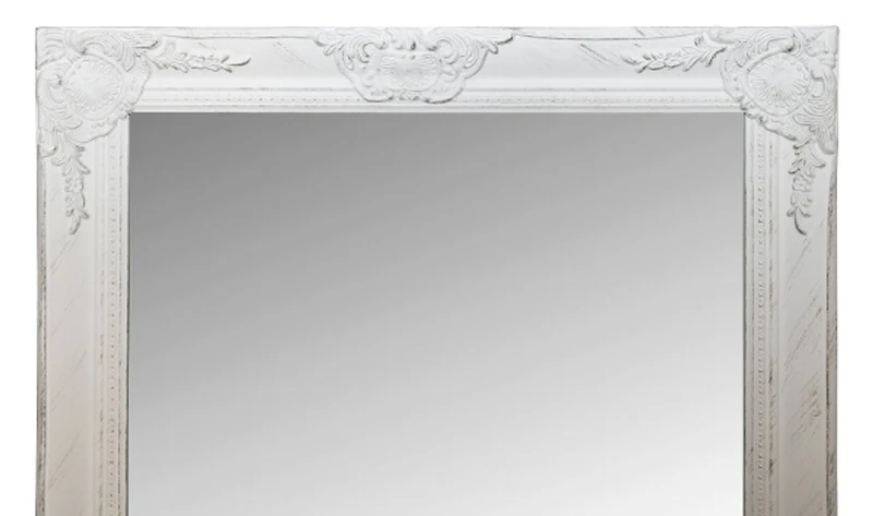 Casa Padrino Barock Spiegel / Wandspiegel mit Holzrahmen Weiß 60 x H. 150 cm - Barockmöbel