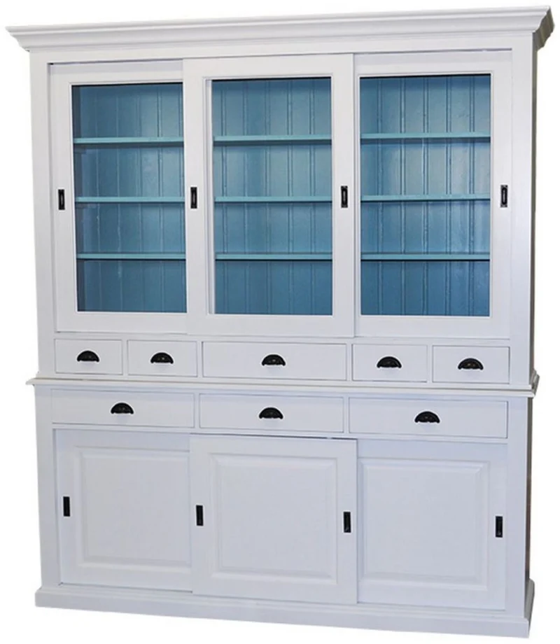 Casa Padrino Landhausstil Küchenschrank 199 x 48 x H. 225 cm - Verschiedene Farben - 2 Teiliger Küchenschrank mit 6 Schiebetüren und 8 Schubladen