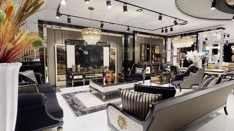 Casa Padrino Luxus Art Deco Couchtisch Schwarz / Cremefarben / Gold - Prunkvoller Massivholz Wohnzimmertisch - Luxus Art Deco Wohnzimmer Möbel