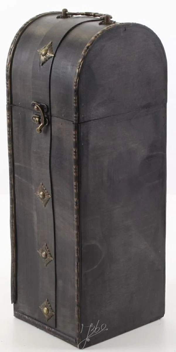 Casa Padrino Art Deco Weinkoffer / Weinbox Schwarz 14,5 x 12,5 x H. 37 cm - Holzkoffer