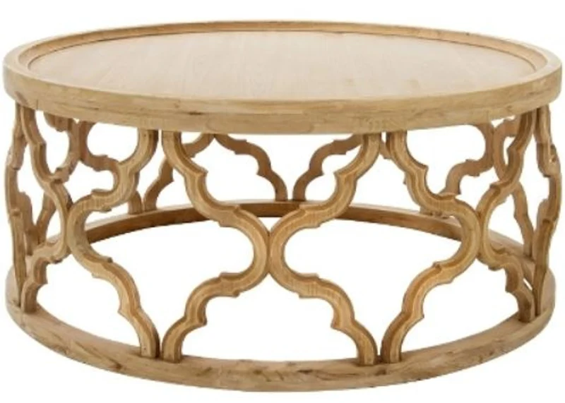 Casa Padrino Designer Couchtisch Naturfarben Ø 80 x H. 37 cm - Moderner Runder Holz Wohnzimmertisch
