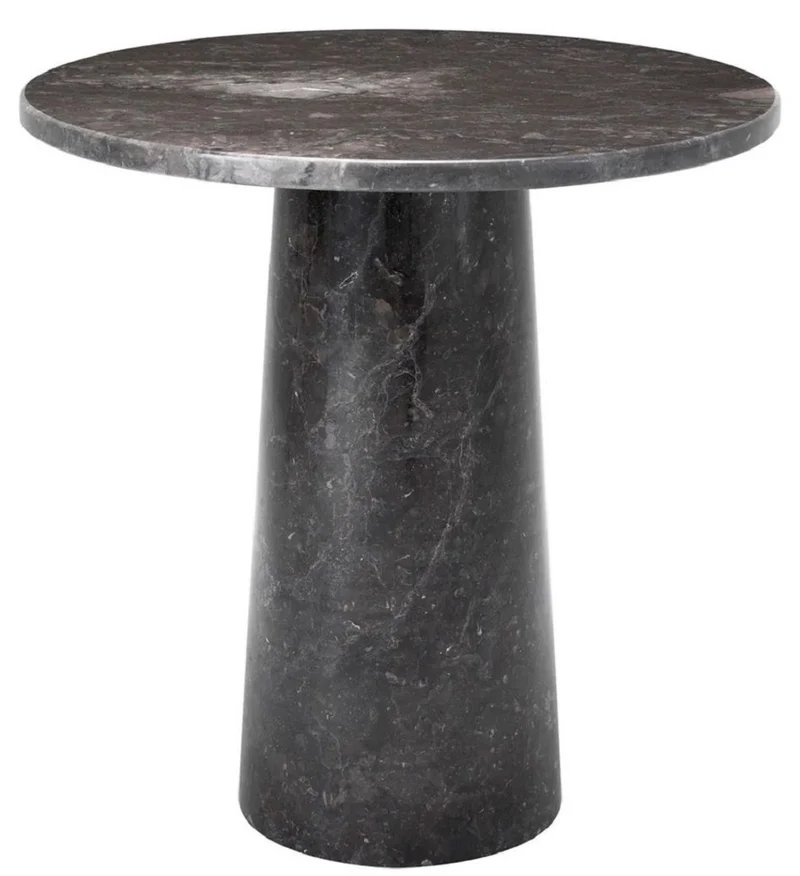 Casa Padrino Luxus Marmor Beistelltisch Grau Ø 55 x H. 57 cm - Runder Tisch aus hochwertigem Marmor - Marmor Möbel - Luxus Möbel - Luxus Qualität