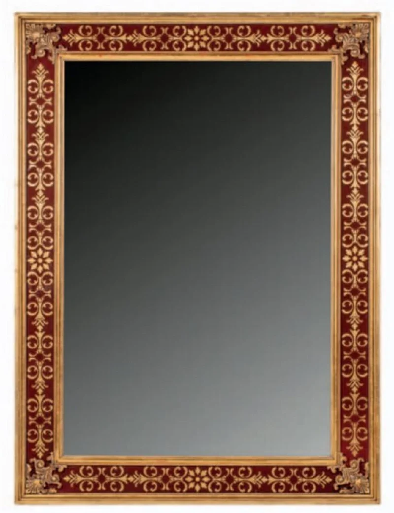 Casa Padrino Luxus Barock Spiegel Bordeauxrot / Gold - Rechteckiger Massivholz Wandspiegel im Barockstil - Barock Möbel - Erstklassische Qualität - Made in Italy