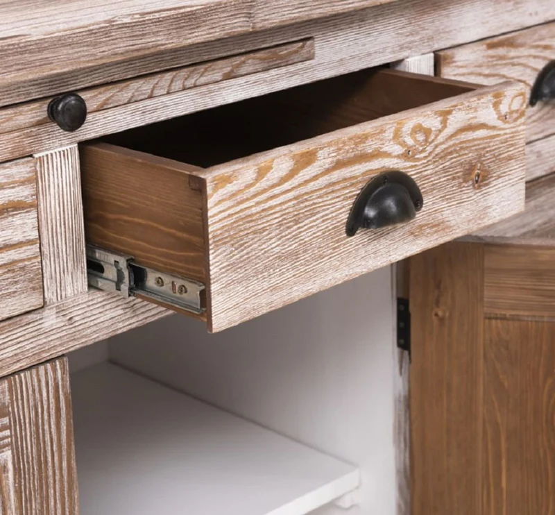 Casa Padrino Landhausstil Esszimmerschrank Braun / Weiß 180 x 50 x H. 197 cm - Massivholz Küchenschrank - Esszimmermöbel im Landhausstil - Landhausstil Esszimmer Einrichtung
