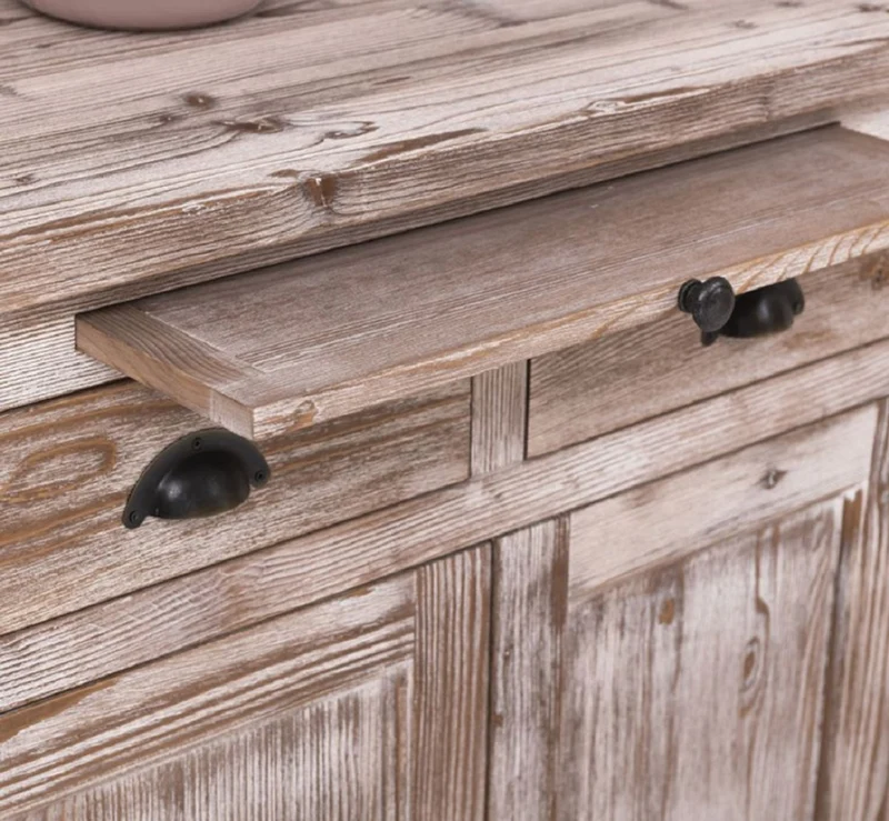 Casa Padrino Landhausstil Esszimmerschrank Braun / Weiß 180 x 50 x H. 197 cm - Massivholz Küchenschrank - Esszimmermöbel im Landhausstil - Landhausstil Esszimmer Einrichtung