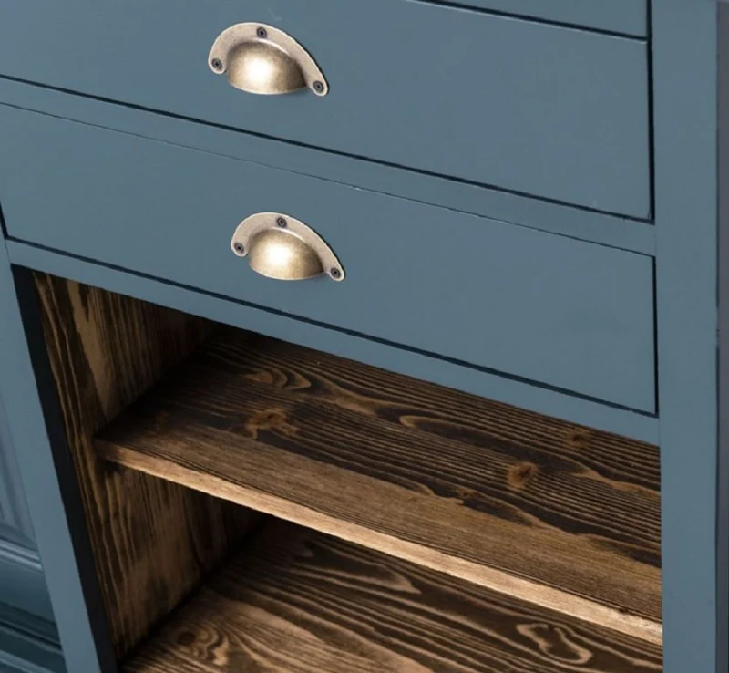Casa Padrino Landhausstil Barschrank Blau / Dunkelbraun 240 x 50 x H. 210 cm - Massivholz Weinschrank im Landhausstil - Landhausstil Möbel - Bar Möbel im Landhausstil - Landhausstil Einrichtung