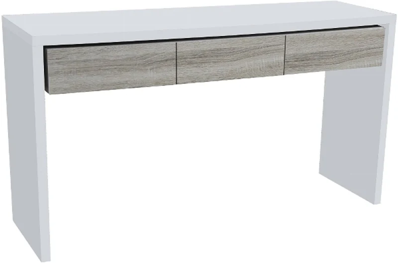 Casa Padrino Konsole Weiß / Naturfarben 154 x 45 x H. 85 cm - Handgefertigte Lack-Konsole mit 3 Holzschubladen