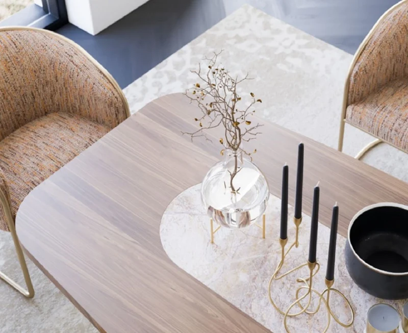 Casa Padrino Luxus Esszimmer Möbel Set Braun / Beige / Grau / Orange / Messing - 1 Luxus Esstisch & 8 Luxus Esszimmerstühle - Esszimmer Möbel - Restaurant Möbel - Luxus Möbel