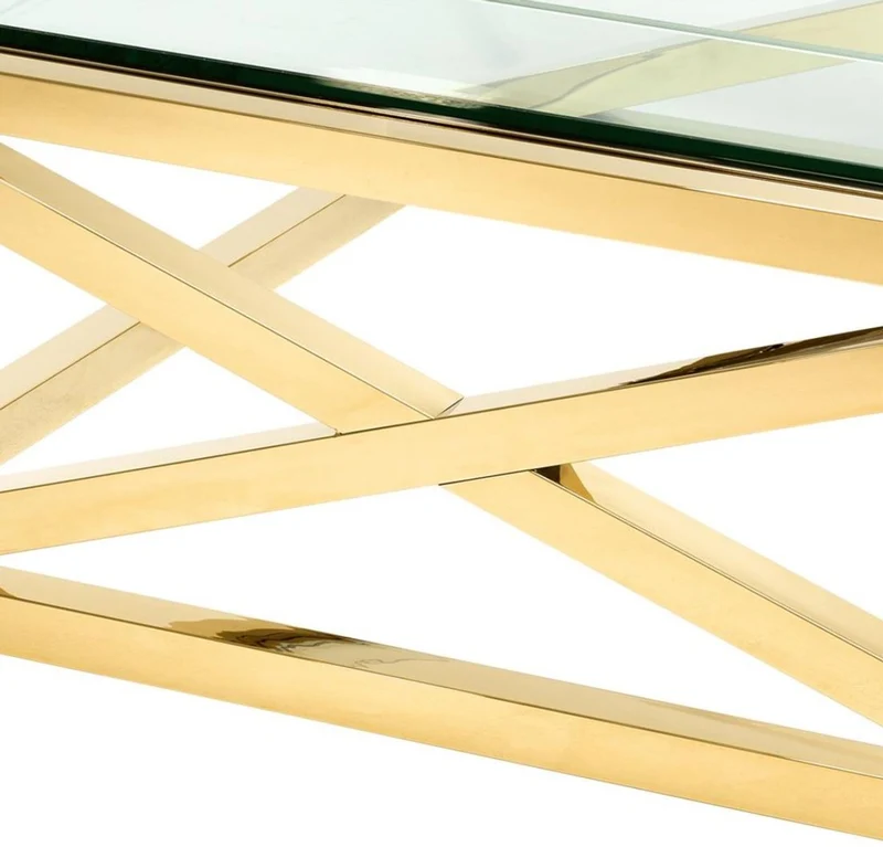 Casa Padrino Luxus Couchtisch / Wohnzimmertisch Gold 100 x 100 x H. 46,5 cm - Hotel Möbel