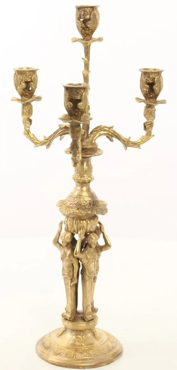 Casa Padrino Barock Kerzenständer Set Gold 16 x 16 x H. 42 cm - Barockstil Kerzenhalter aus vergoldeter Bronze