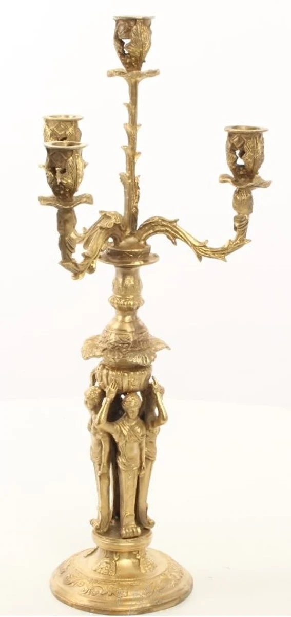 Casa Padrino Barock Kerzenständer Set Gold 16 x 16 x H. 42 cm - Barockstil Kerzenhalter aus vergoldeter Bronze