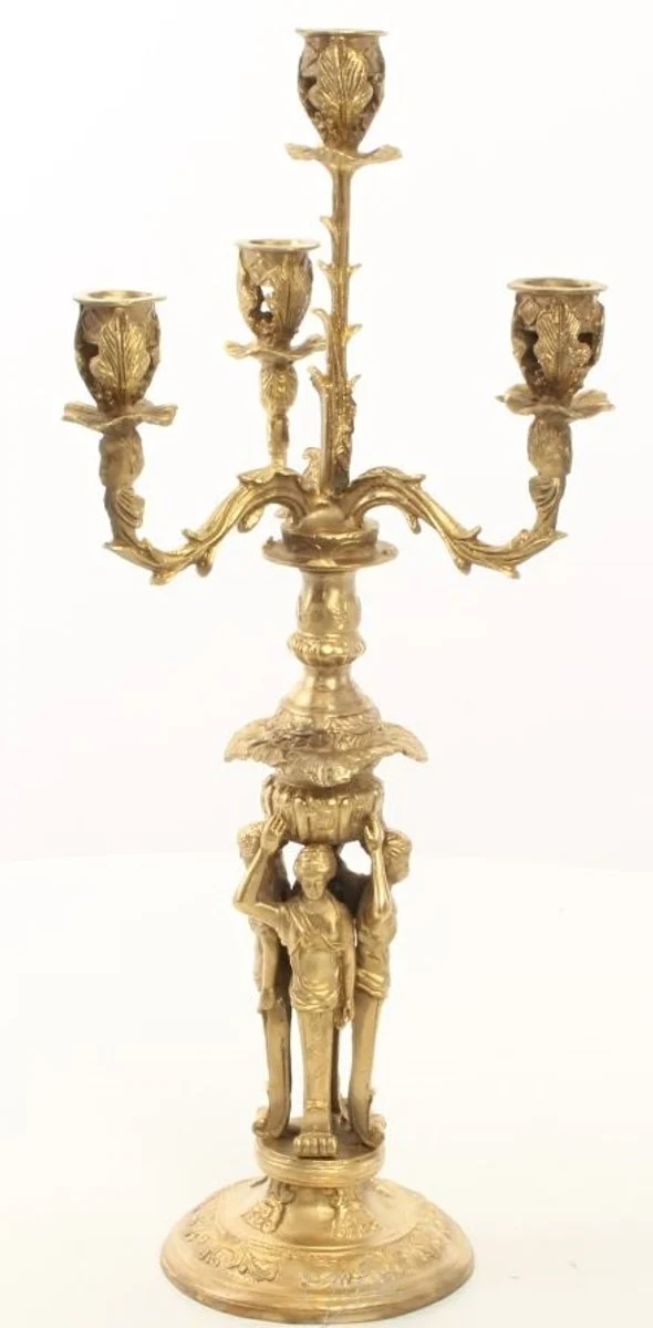 Casa Padrino Barock Kerzenständer Set Gold 16 x 16 x H. 42 cm - Barockstil Kerzenhalter aus vergoldeter Bronze
