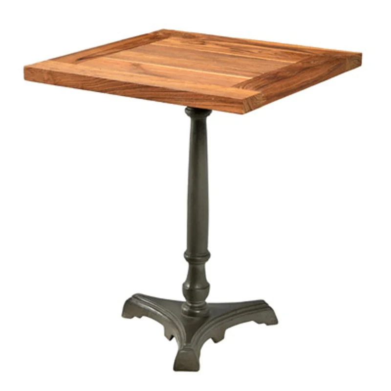 Casa Padrino Jugendstil Luxus Tisch / Beistelltisch Teak Holz / Eisen Mod2 60 x 60 x H74 cm - Cafe Restaurant Möbel