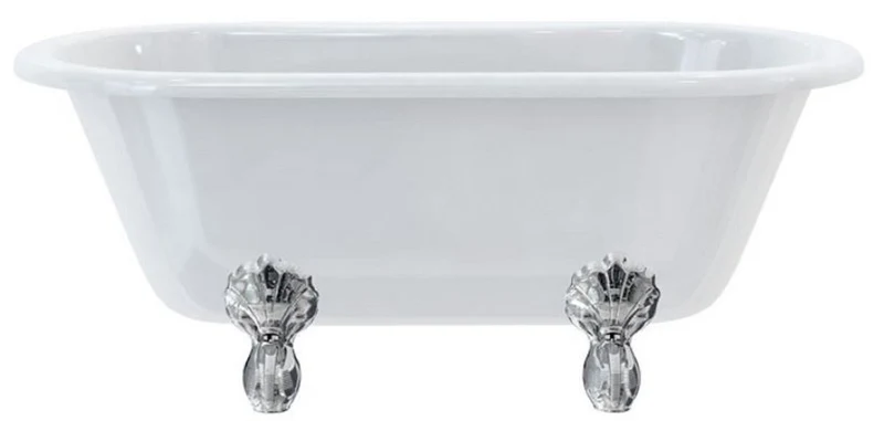Casa Padrino Luxus Jugendstil Badewanne Weiß / Silber 150 x 75 x H. 63,5 cm - Freistehende Retro Acryl Badewanne - Retro Badezimmer Möbel