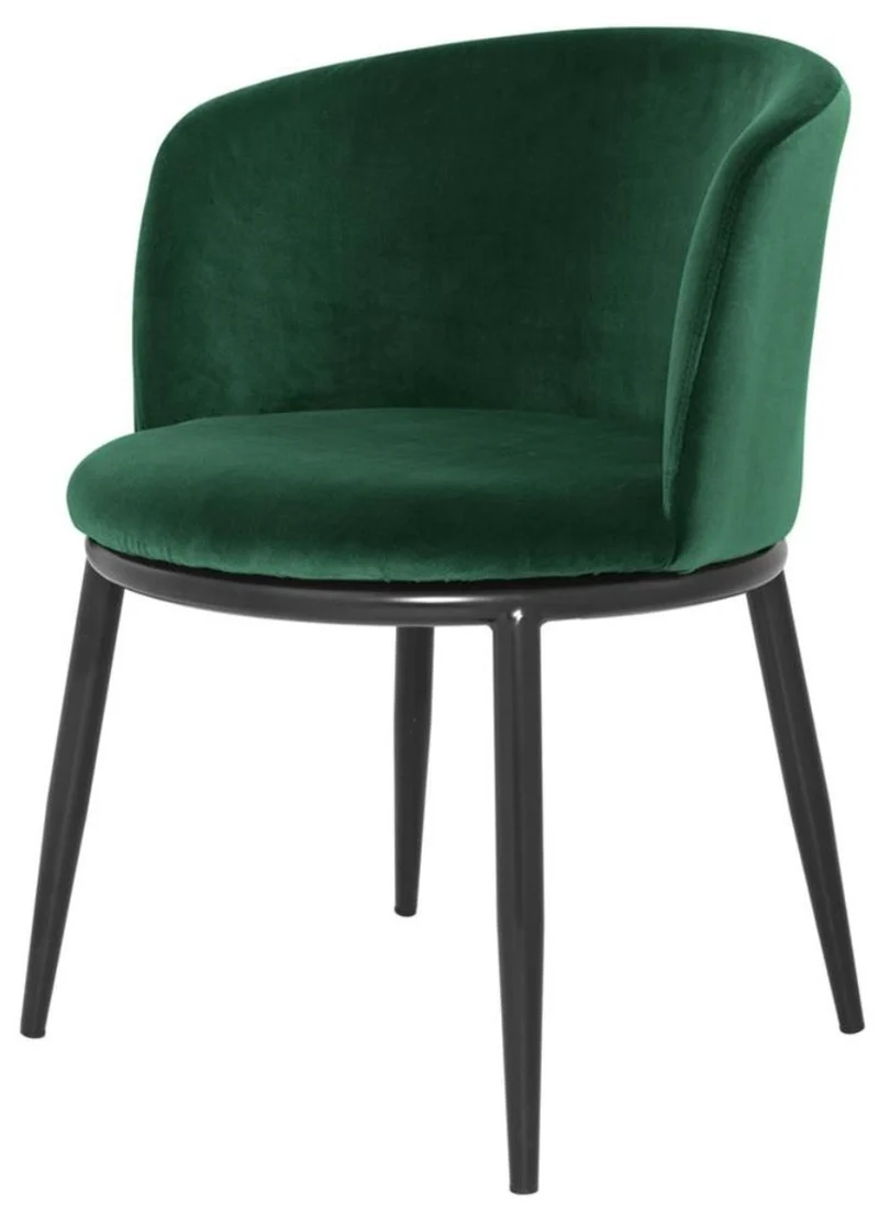 Casa Padrino Luxus Esszimmerstuhl Set Grün / Schwarz 57 x 57 x H. 74 cm - Esszimmermöbel