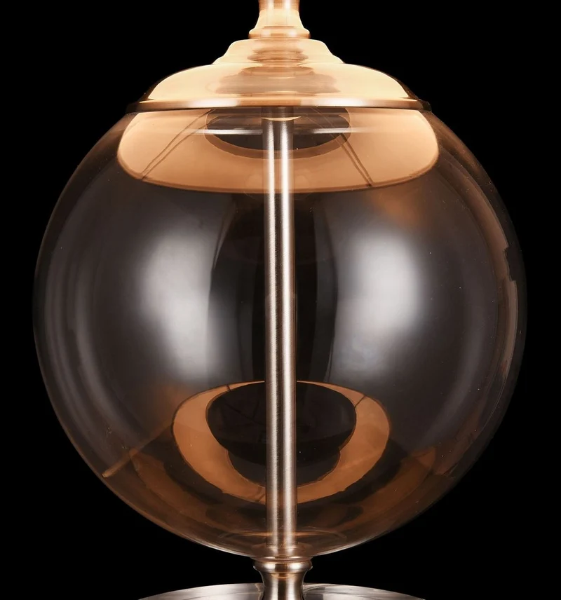 Casa Padrino Tischleuchte Silber / Creme - Moderne Lampe mit Metallrahmen und mundgeblasenem Glaselement - Ø 30 x H. 52 cm