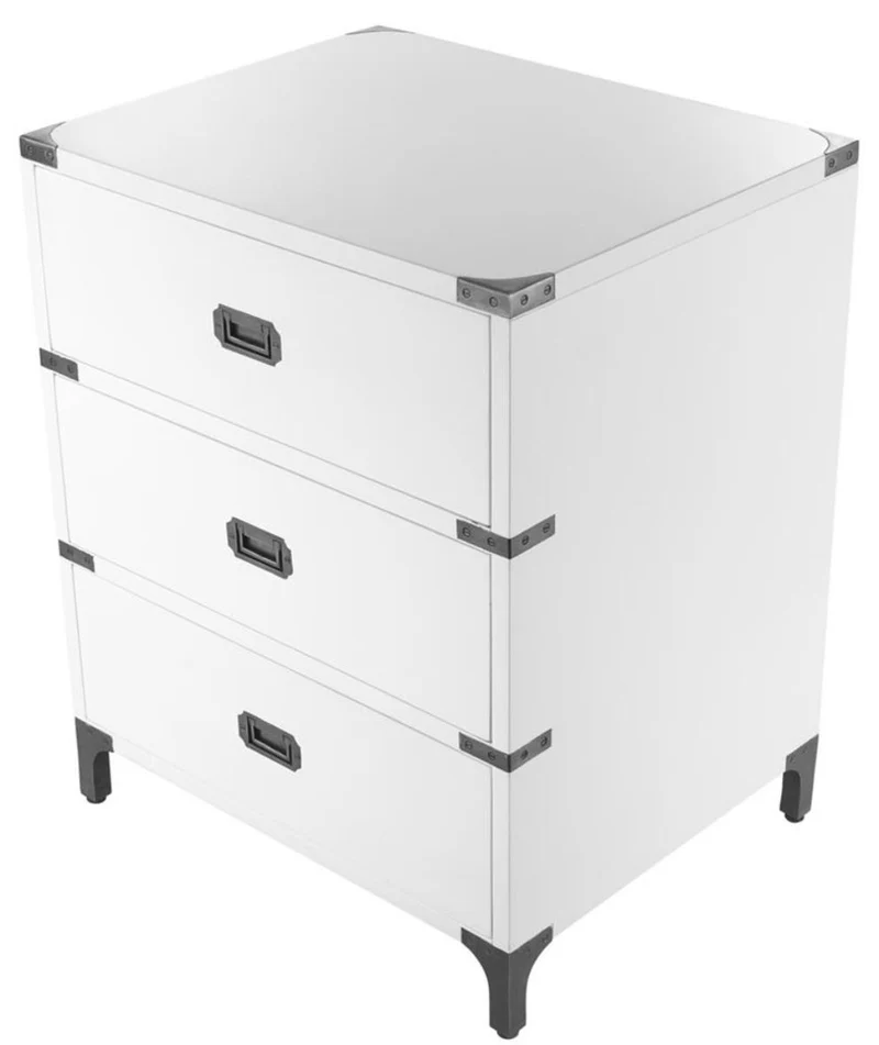 Casa Padrino Luxus Beistelltisch mit 3 Schubladen Weiß 71 x 40,5 x H. 74 cm - Wohnzimmermöbel