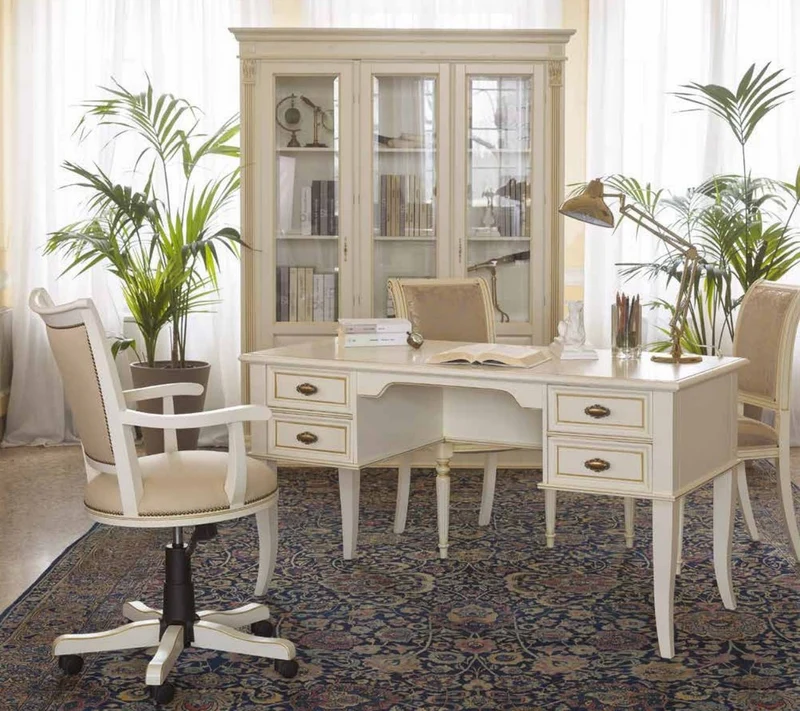 Casa Padrino Luxus Barock Sekretär mit 4 Schubladen Creme / Gold - Handgefertigter Schreibtisch im Barockstil - Barock Büro Möbel - Luxus Möbel im Barockstil - Luxus Qualität - Made in Italy