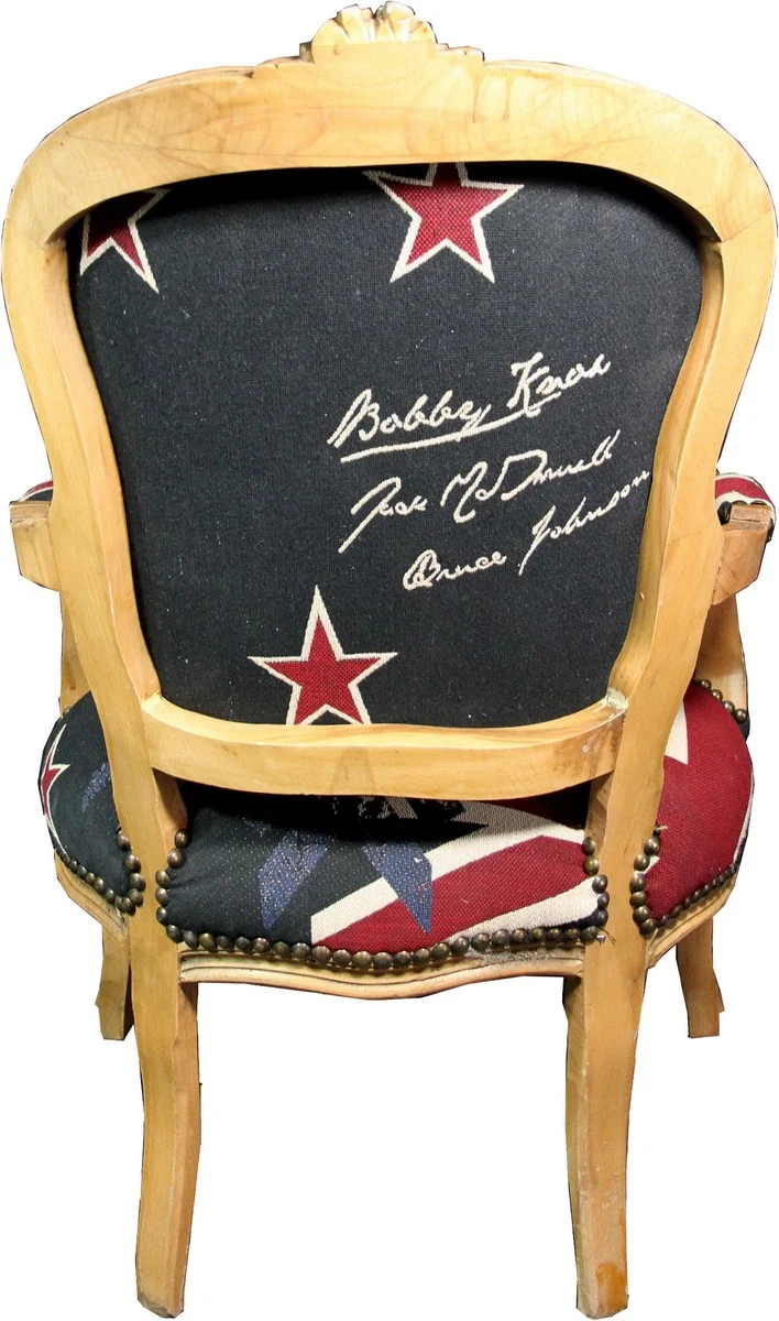 Casa Padrino Barock Salon Stuhl New Zealand / Holzfarbig - Neuseeland Fashion Möbel