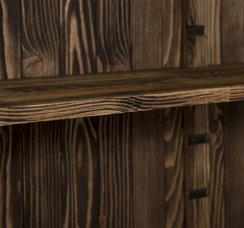 Casa Padrino Landhausstil Regalschrank Schwarz / Dunkelbraun 180 x 39 x H. 197 cm - Massivholz Schrank - Bücherschrank - Wohnzimmerschrank - Büroschrank - Landhausstil Möbel