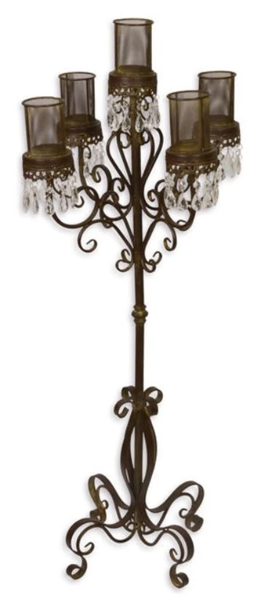 Casa Padrino Jugendstil Kerzenständer Braun / Klares Glas Ø 50 x H. 121 cm - Luxuriöse Gartendekoration