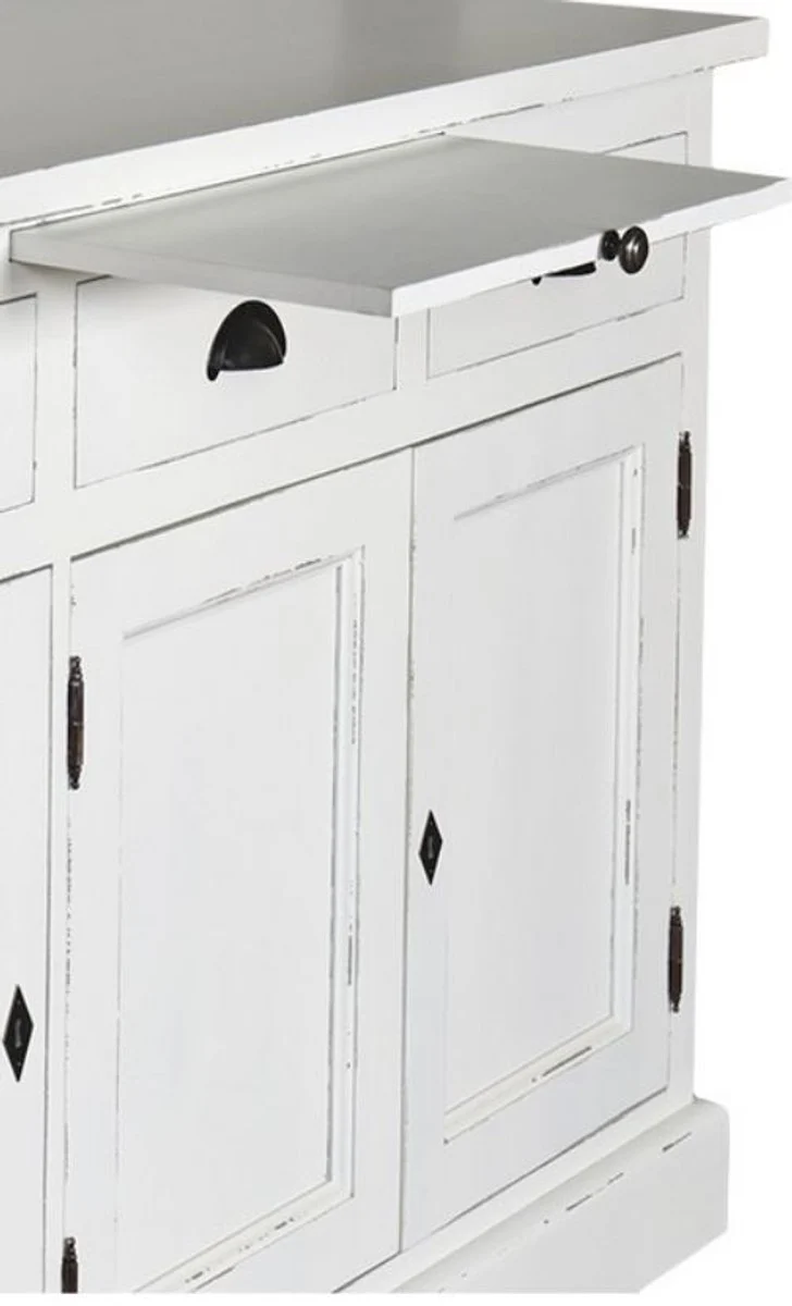 Casa Padrino Landhausstil Küchenschrank Antik Weiß 137 x 50 x H. 197 cm - 2 Teiliger Küchenschrank mit 5 Türen und 7 Schubladen