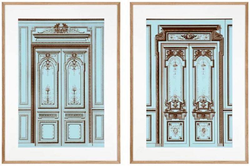 Casa Padrino Bilder / Kunstdruck Set Antike Französische Türen Mehrfarbig 83 x H. 113 cm - Luxus Kollektion