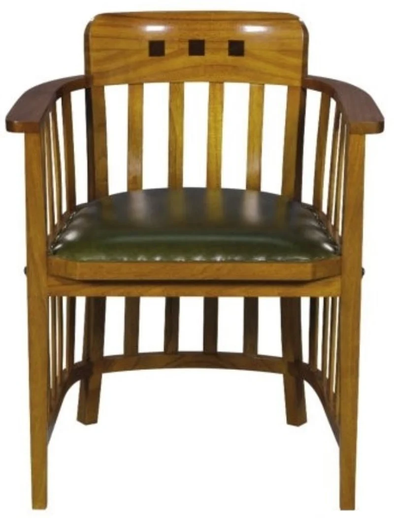 Casa Padrino Luxus Bürostuhl mit Armlehnen Hellbraun / Grün 63 x 52 x H. 80 cm - Büromöbel
