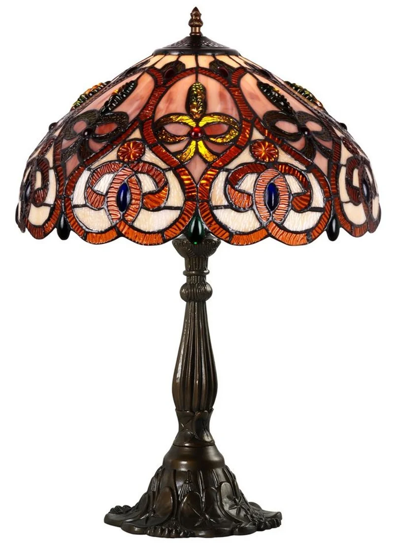 Casa Padrino Tiffany Tischleuchte Mehrfarbig Ø 42 x H. 60 cm - Luxus Wohnzimmer Tischlampe