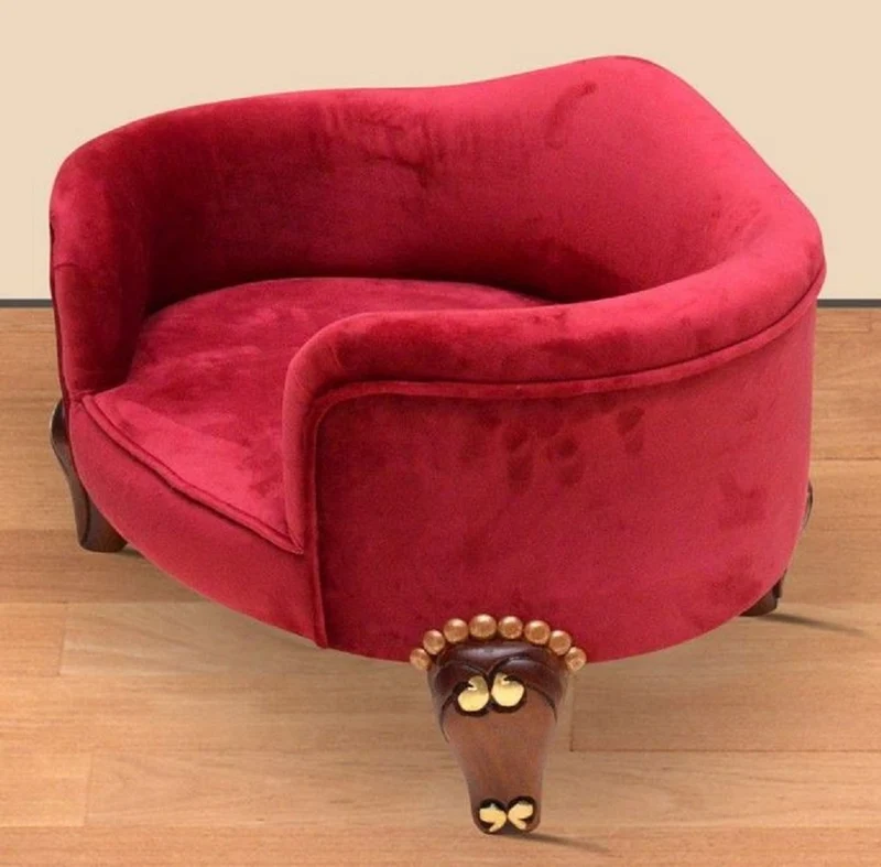 Casa Padrino Barock Hundebett Royal Boardeauxrot / Braun / Gold - Barock Hundemöbel - Barock Tiermöbel - Prunkvolle Tiermöbel im Barockstil