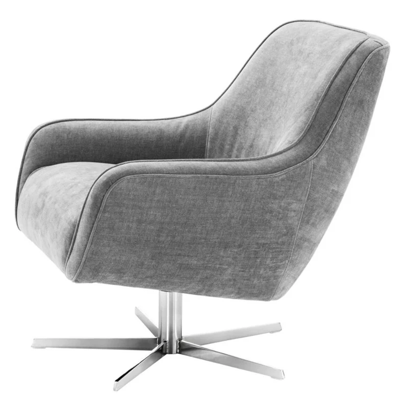 Casa Padrino Drehsessel Grau / Silber 76 x 80 x H. 82 cm - Luxus Möbel