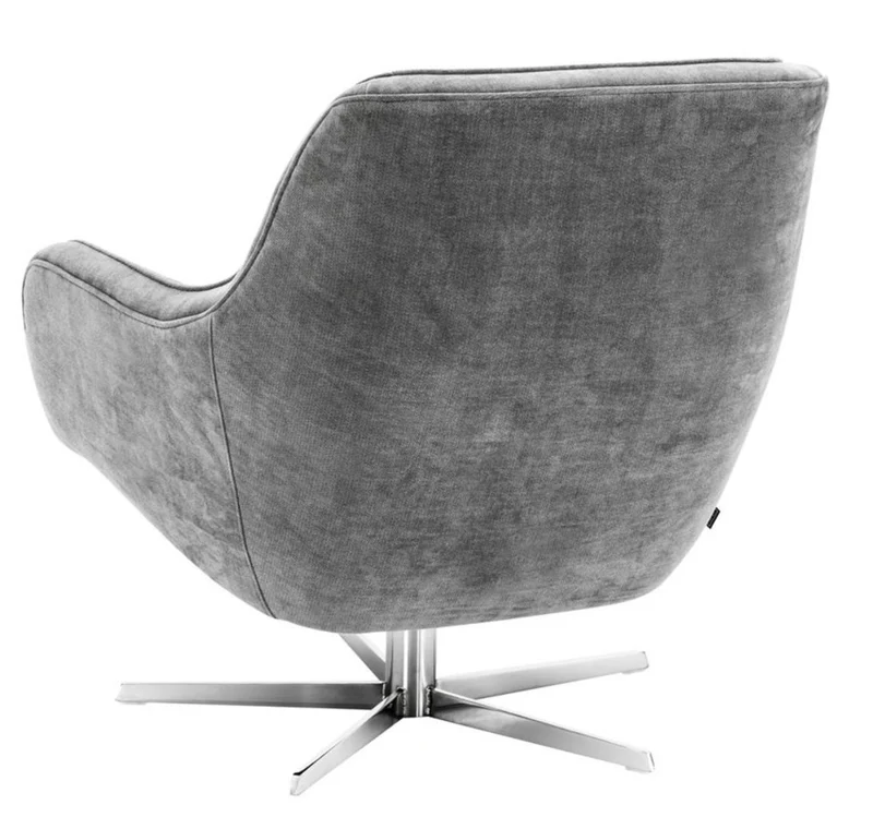 Casa Padrino Drehsessel Grau / Silber 76 x 80 x H. 82 cm - Luxus Möbel