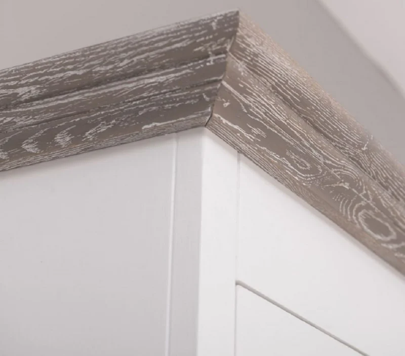 Casa Padrino Landhausstil Küchenschrank Weiß / Grau 138 x 50 x H. 197 cm - 2 Teiliger Küchenschrank mit 5 Türen und 7 Schubladen - Landhausstil Küchenmöbel
