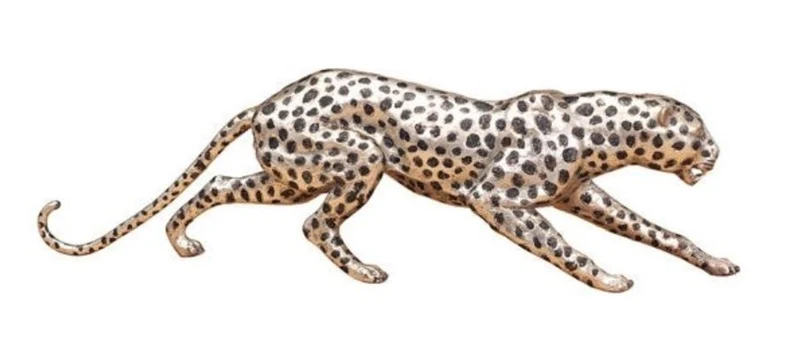 Casa Padrino Luxus Bronzefigur Gepard Silber / Schwarz 62 x 14 x H. 18 cm - Luxus Qualität