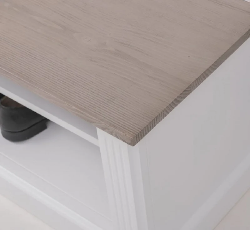 Casa Padrino Landhausstil Massivholz Garderobenschrank Weiß / Graubraun 79 x 41 x H. 210 cm - Wand Garderobe - Flur Schrank - Flurmöbel - Garderobenmöbel - Landhausstil Möbel