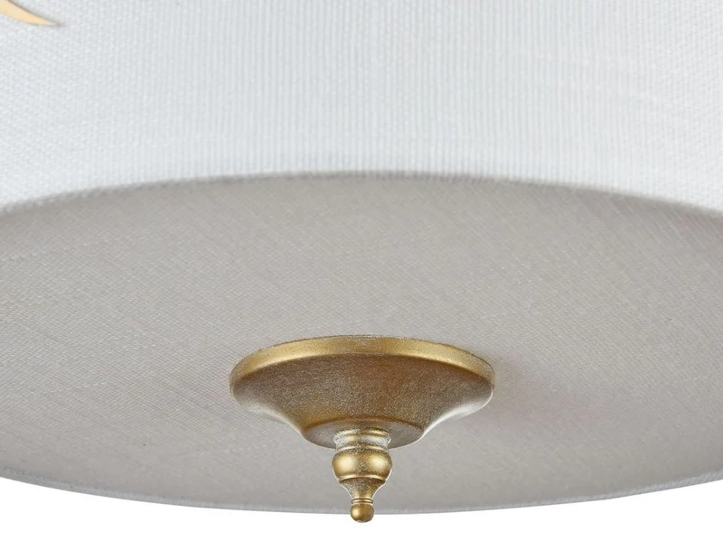 Casa Padrino Hängeleuchte Farnblatt Design Gold / Weiß Ø 24,5 x H. 19,5 cm - Luxus Hotel Beleuchtung