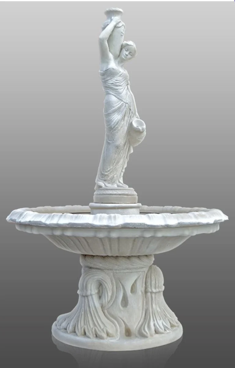 Casa Padrino Barock Fontäne / Springbrunnen Dame mit Wasserkrügen Ø 145 x H. 225 cm - Gartenbrunnen