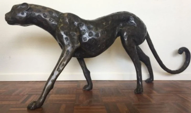 Casa Padrino Luxus Bronzefigur Gepard 140 x 20 x H. 58 cm - Luxus Qualität