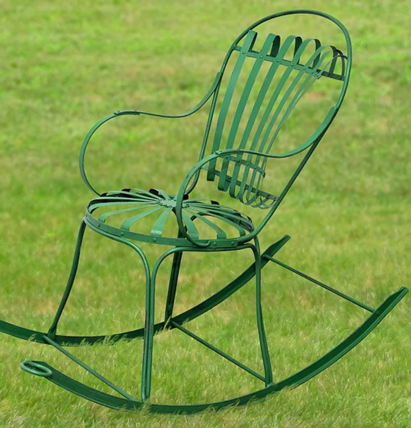 Casa Padrino Garten Schaukelstuhl 46 x 130 x H. 95 cm - verschiedene Farben - Handgefertigte Gartenmöbel aus Schmiedeeisen