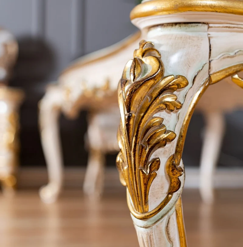Casa Padrino Luxus Barock Esszimmer Set - 1 Barock Esstisch & 8 Barock Esszimmerstühle mit elegantem Muster - Prunkvolle Esszimmer Möbel im Barockstil