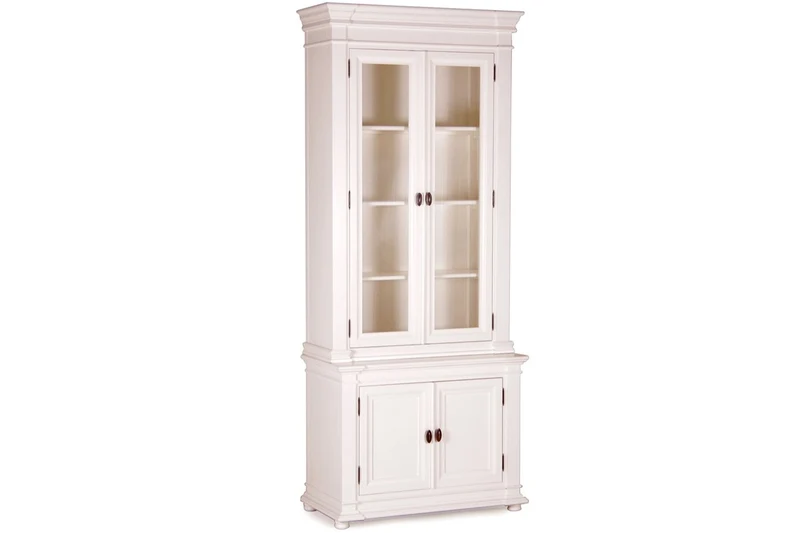 Casa Padrino Landhausstil Vitrinenschrank Antik Weiß 100 x 50 x H. 242 cm - Handgefertigte Shabby Chic Vitrine