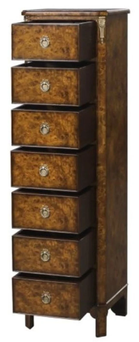 Casa Padrino Luxus Jugendstil Kommode mit 7 Schubladen Braun 35 x 30 x H. 127 cm - Luxus Qualität