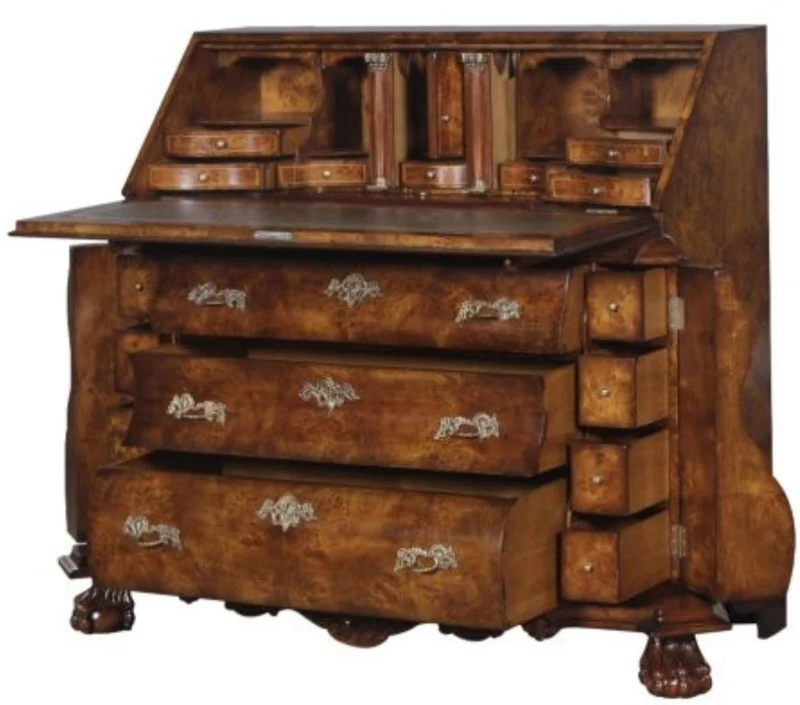 Casa Padrino Luxus Jugendstil Schreibkommode mit 18 Schubladen Braun / Silber 100 x 53 x H. 120 cm - Luxus Qualität
