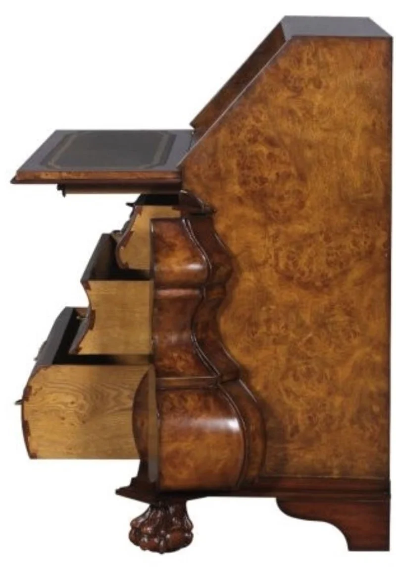 Casa Padrino Luxus Jugendstil Schreibkommode mit 18 Schubladen Braun / Silber 100 x 53 x H. 120 cm - Luxus Qualität