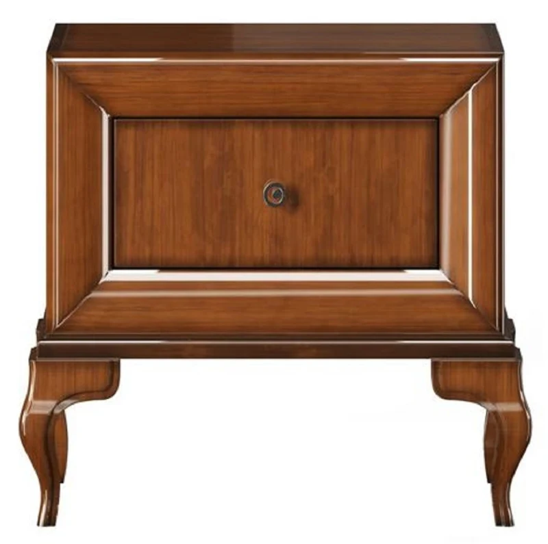 Casa Padrino Luxus Art Deco Nachttisch Hochglanz Braun 70 x 42 x H. 65 cm - Massivholz Beistelltisch mit Schublade - Luxus Schlafzimmer Möbel - Luxus Art Deco Möbel