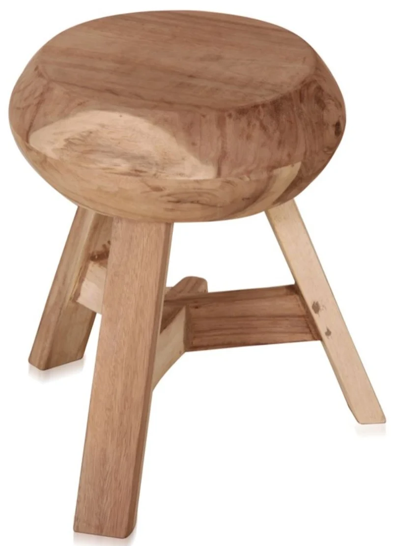 Casa Padrino Landhausstil Hocker Naturfarben Ø 37 x H. 45 cm - Runder Sitzhocker