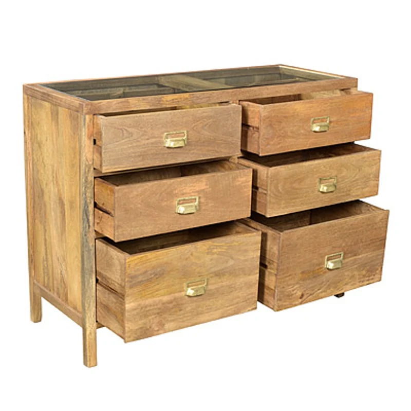Casa Padrino Designer Schubladenschrank Natur 99 x 40,5 x H.76 cm - Kommode - Handgefertigt aus massivem Holz!