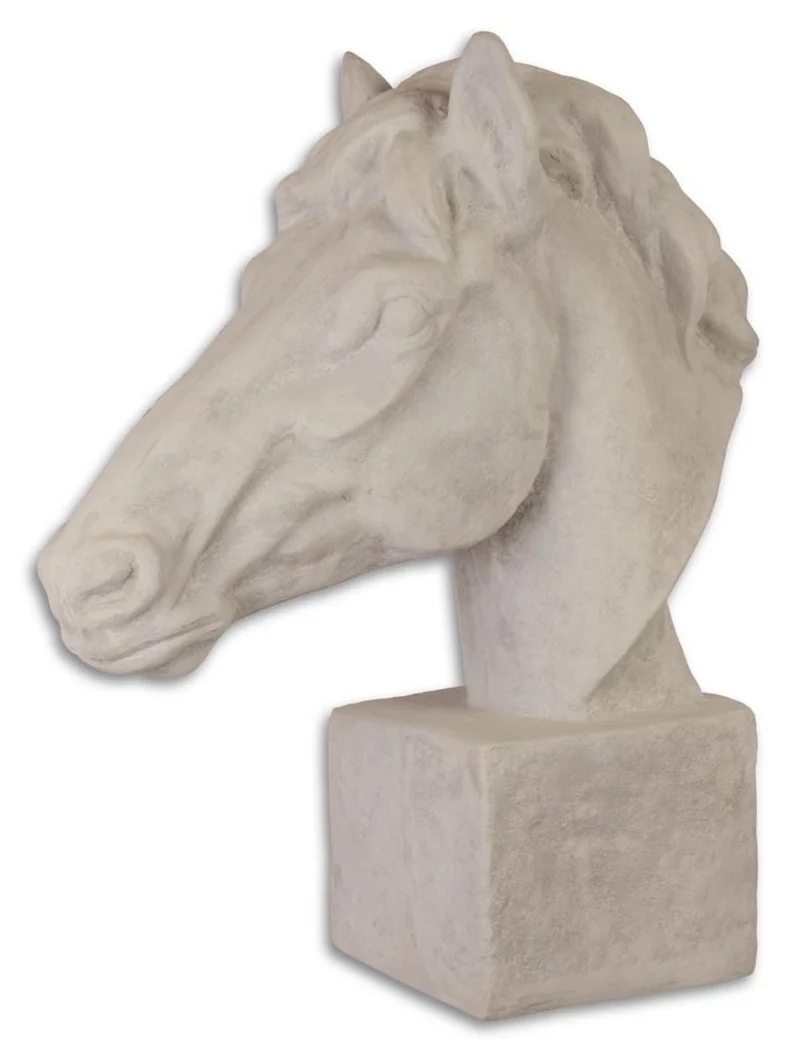Casa Padrino Garten Terrassen Deko Pferdekopf Skulptur Weißgrau 21,8 x 58 x H. 64,4 cm - Hotel & Restaurant Deko