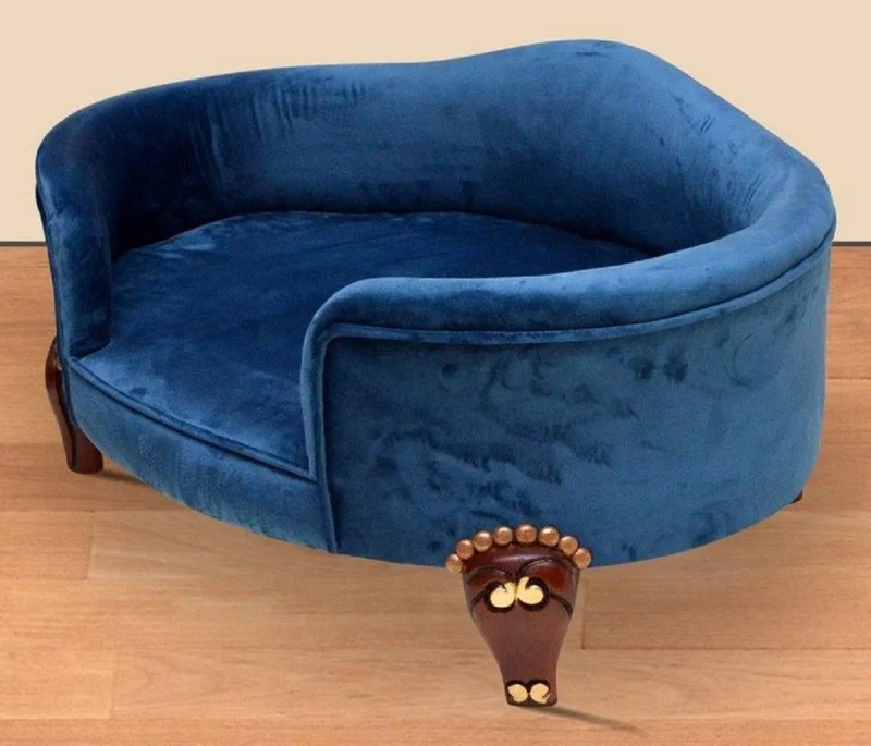 Casa Padrino Barock Hundebett Royal Blau / Braun / Gold - Barock Hundemöbel - Barock Tiermöbel - Tiermöbel im Barockstil