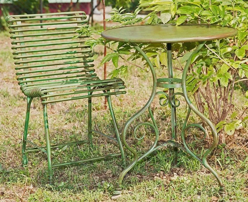 Casa Padrino Jugendstil Gartentisch & Gartenstuhl - verschiedene Farben - Gartenmöbel Set im Jugendstil